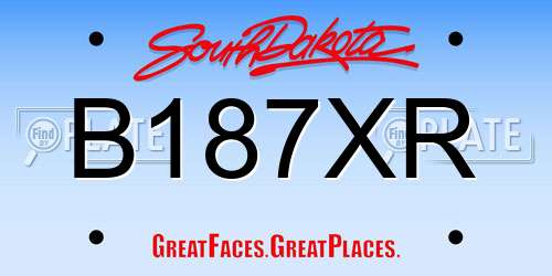 B187XR South Dakota License Plate
