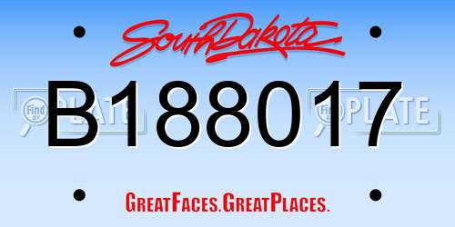 B188017 South Dakota License Plate