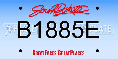 B1885E South Dakota License Plate