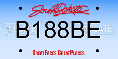 B188BE South Dakota License Plate