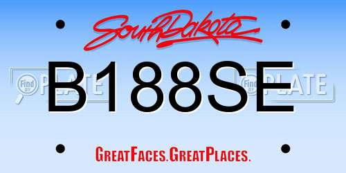 B188SE South Dakota License Plate