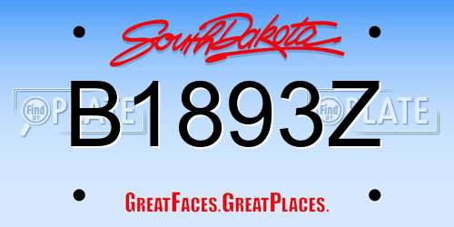 B1893Z South Dakota License Plate