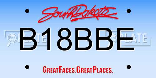 B18BBE South Dakota License Plate