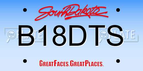 B18DTS South Dakota License Plate