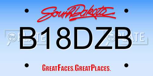 B18DZB South Dakota License Plate