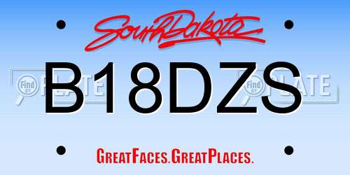 B18DZS South Dakota License Plate