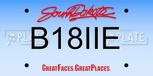 B18IIE South Dakota License Plate
