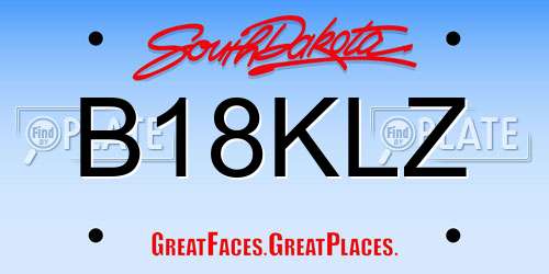 B18KLZ South Dakota License Plate