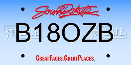 B18OZB South Dakota License Plate