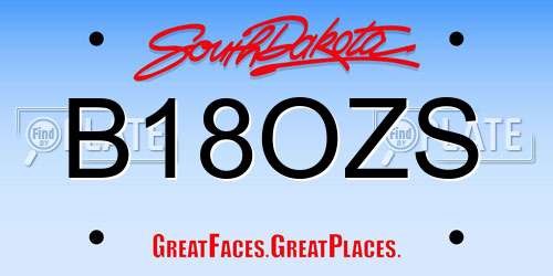 B18OZS South Dakota License Plate