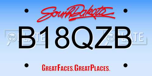 B18QZB South Dakota License Plate