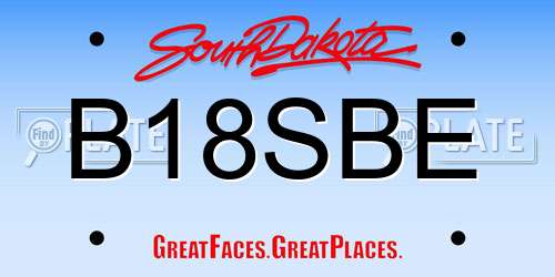 B18SBE South Dakota License Plate