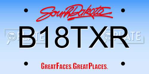 B18TXR South Dakota License Plate