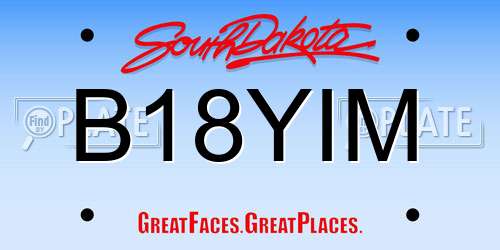 B18YIM South Dakota License Plate