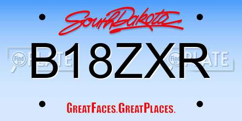 B18ZXR South Dakota License Plate