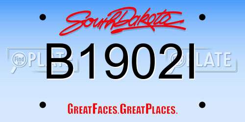 B1902I South Dakota License Plate