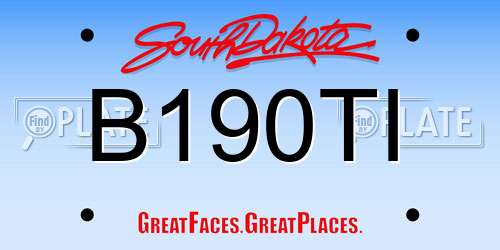 B190TI South Dakota License Plate