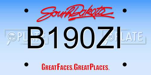 B190ZI South Dakota License Plate