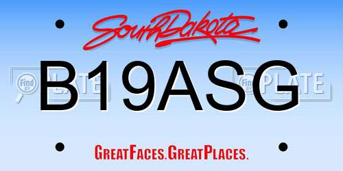 B19ASG South Dakota License Plate