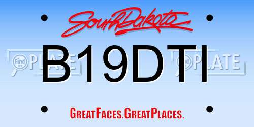 B19DTI South Dakota License Plate