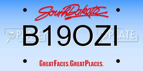 B19OZI South Dakota License Plate