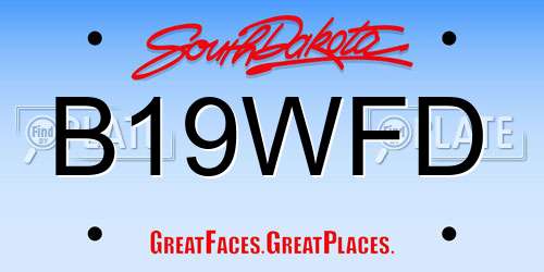 B19WFD South Dakota License Plate