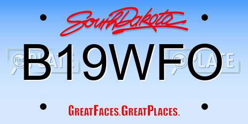 B19WFO South Dakota License Plate