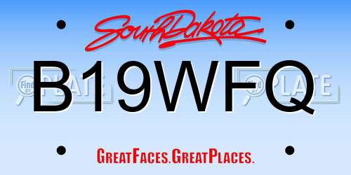 B19WFQ South Dakota License Plate