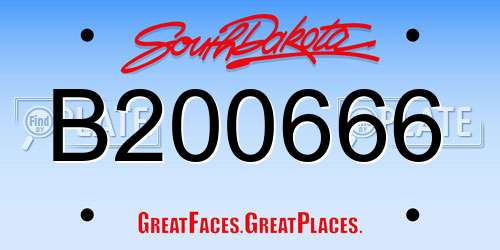 B200666 South Dakota License Plate