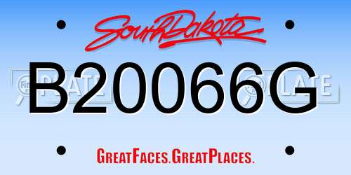 B20066G South Dakota License Plate
