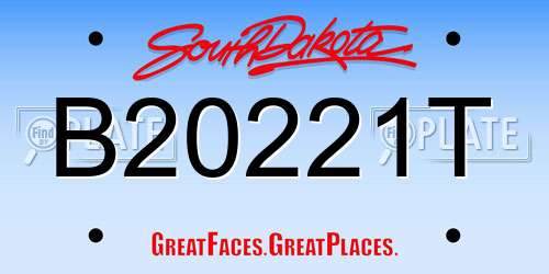 B20221T South Dakota License Plate