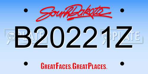 B20221Z South Dakota License Plate
