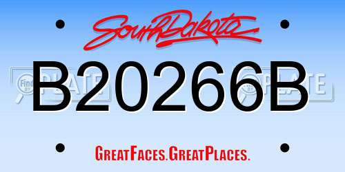 B20266B South Dakota License Plate