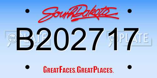 B202717 South Dakota License Plate