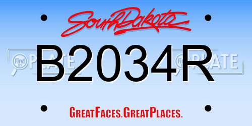B2034R South Dakota License Plate