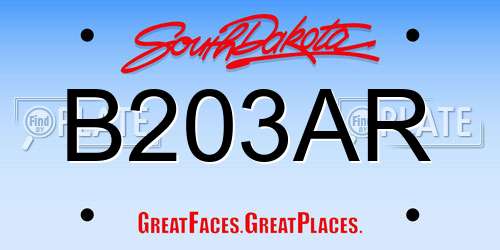 B203AR South Dakota License Plate