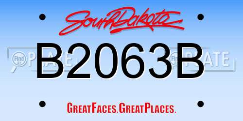 B2063B South Dakota License Plate