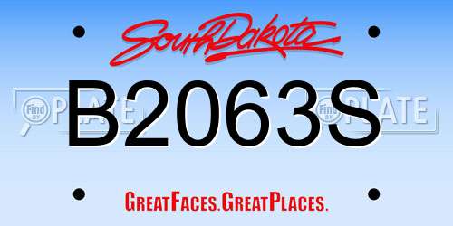 B2063S South Dakota License Plate