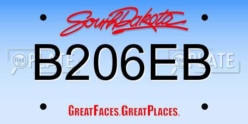 B206EB South Dakota License Plate