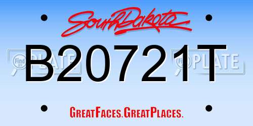 B20721T South Dakota License Plate