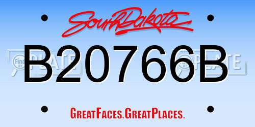 B20766B South Dakota License Plate