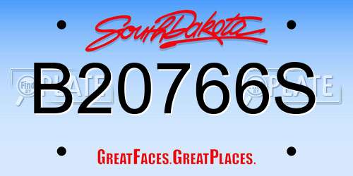 B20766S South Dakota License Plate