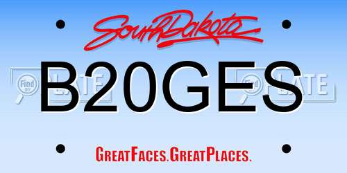 B20GES South Dakota License Plate