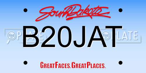 B20JAT South Dakota License Plate