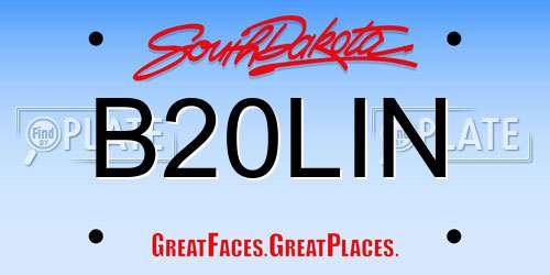 B20LIN South Dakota License Plate
