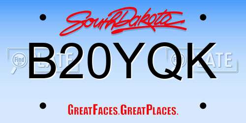 B20YQK South Dakota License Plate