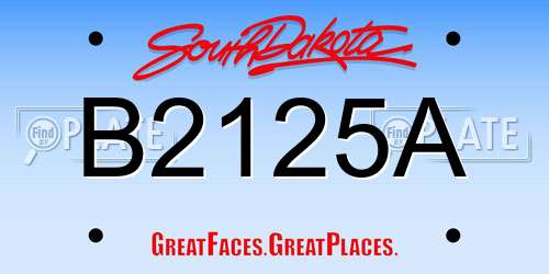 B2125A South Dakota License Plate