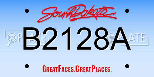 B2128A South Dakota License Plate