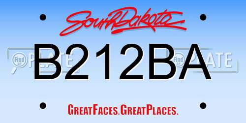 B212BA South Dakota License Plate