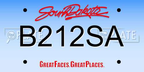 B212SA South Dakota License Plate
